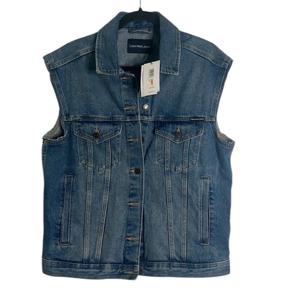 Calvin Klein blue jean vest size small new